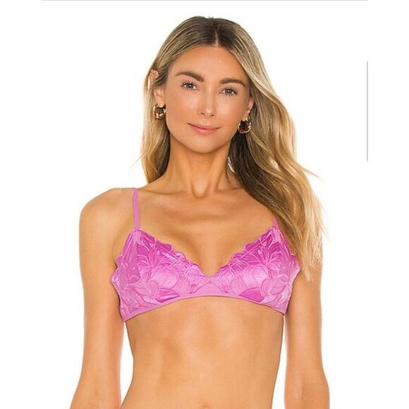 L*Space Jean Bikini Top in Rosebud Pink/Purple Floral Size Small NWT - Picture 1 of 6